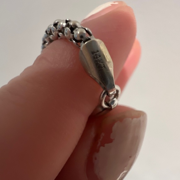 SALE SOLID 14k WHITE GOLD SNAKE NECKLACE DIAMOND DROP PENDANT .90 CARAT EUC - Picture 7 of 7